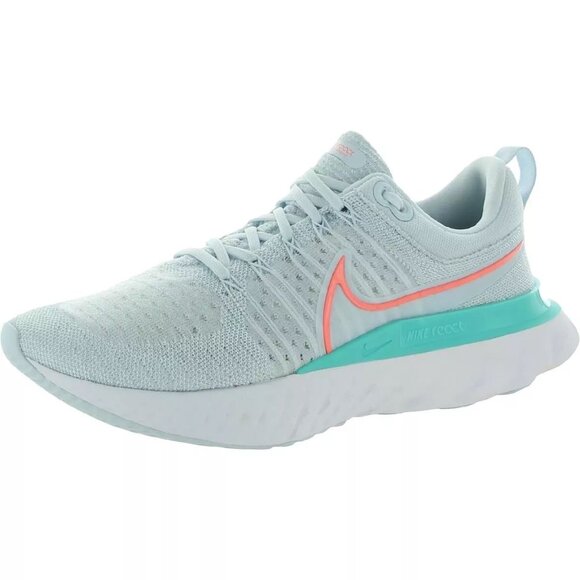 Nike Women's React Infinity Run Flyknit 2 Blue Tint Lava Glow Size 8.5 - Picture 2 of 16